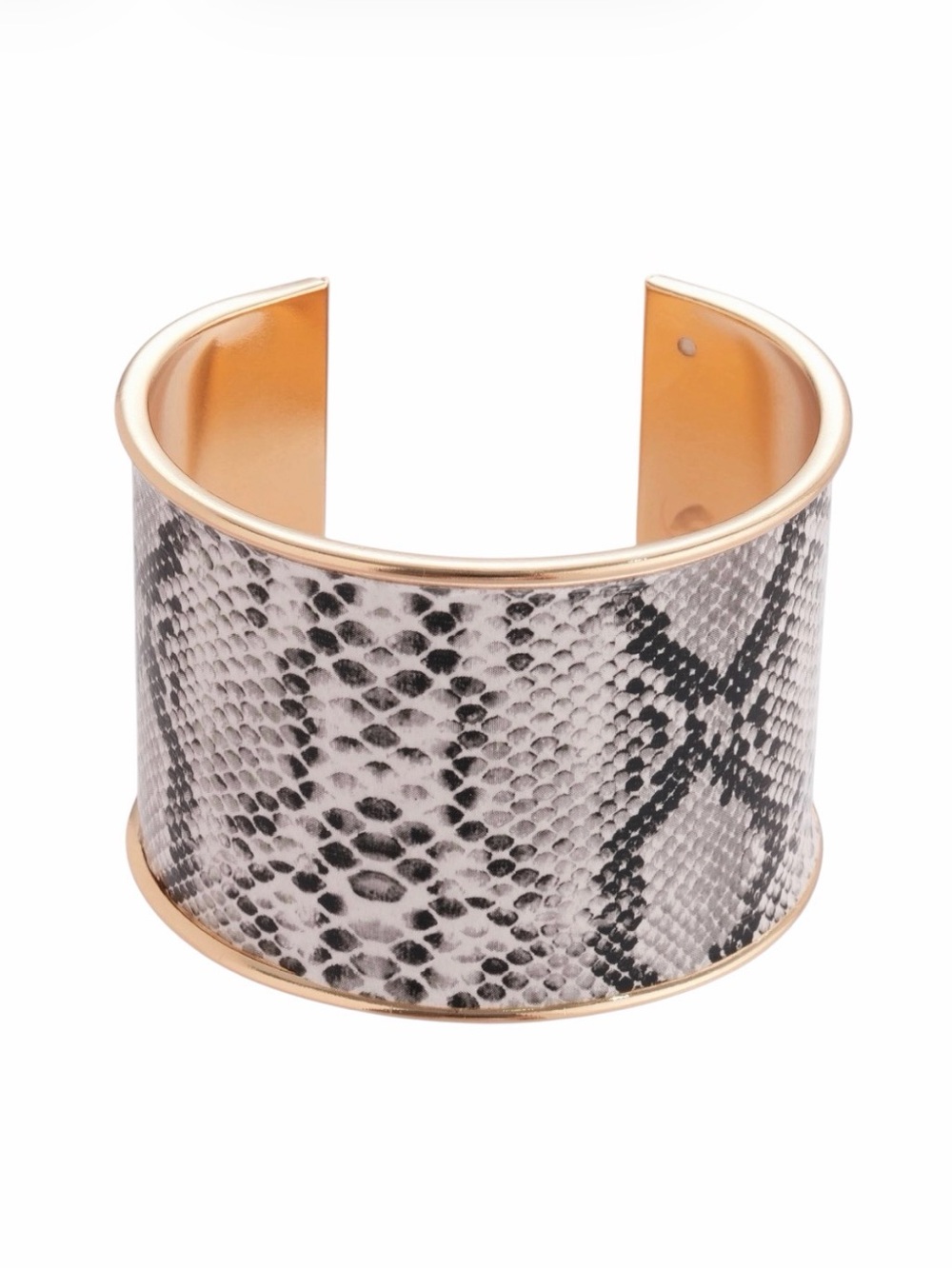 Gold-Trim Snake Print Cuff Bracelet NWT